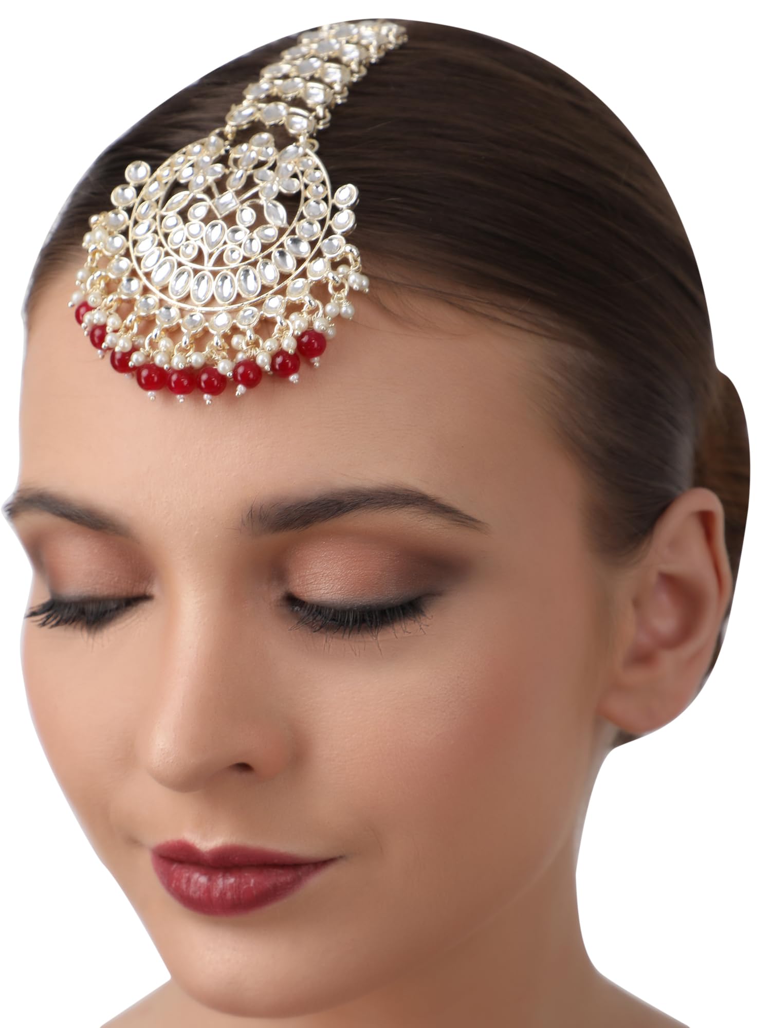 Indian Bollywood Kundan Beaded Maang Tikka Head Chain Ethnic Fashion Bridal Wedding Jewelry Hair Accessories