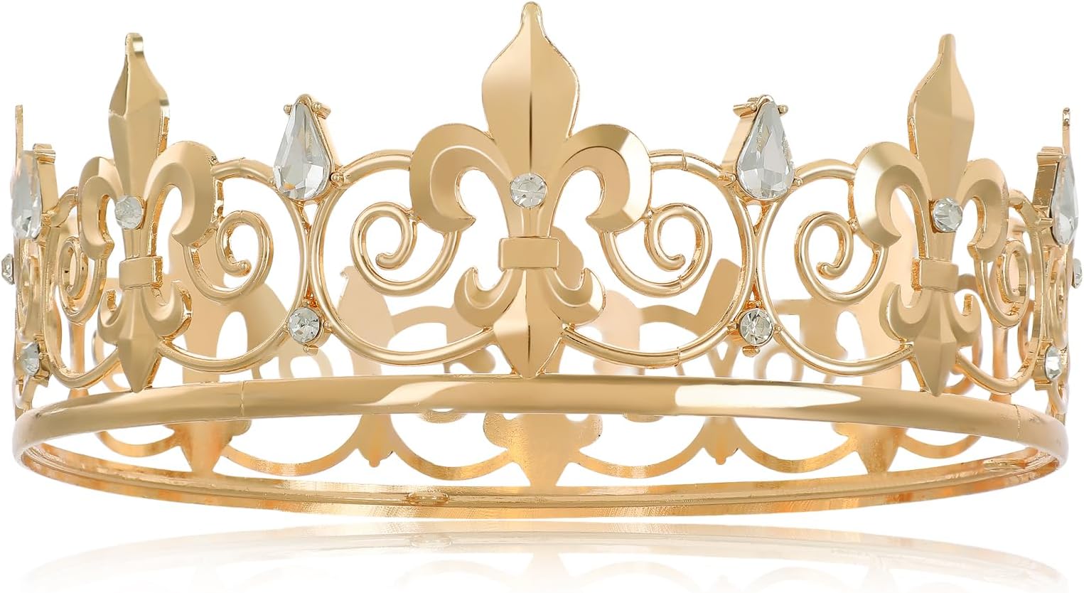 FORSEVEN Baroque Queen Crown, Princess Birthday Prom Tiara, Wedding Party Crystal Hair Accessories for Women and Girls