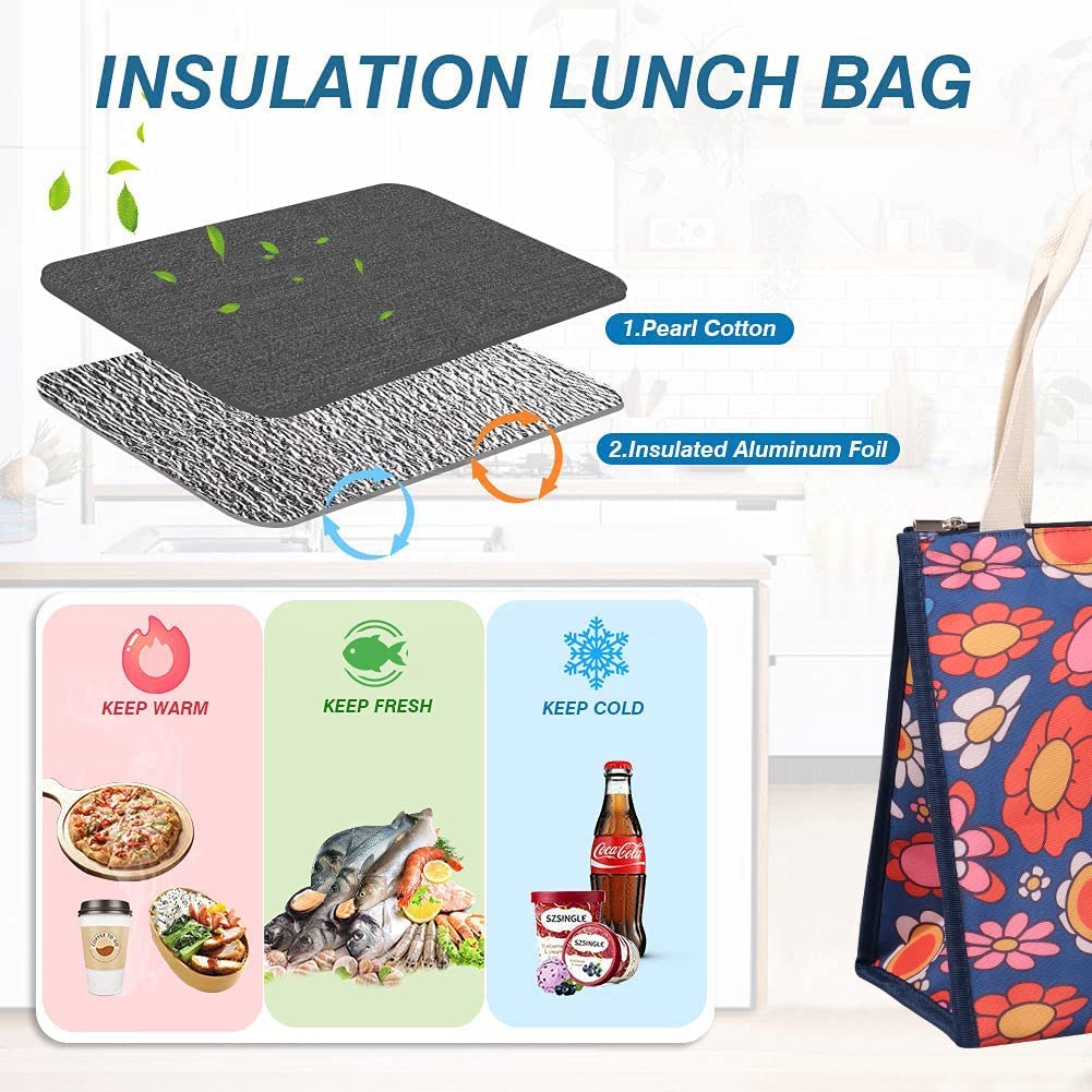 iknoe Bolsa de almuerzo aislada para mujeres y hombres, bolsa de almuerzo reutilizable de 9 litros, portátil, térmica, grande, para el trabajo, picnic, playa