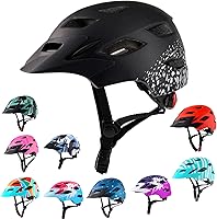 Vista 19 de Casco de bicicleta para niños y niñas, con luz LED, visera desmontable, para niños, jóvenes, adolescentes, multideporte, para patinaje, ciclismo