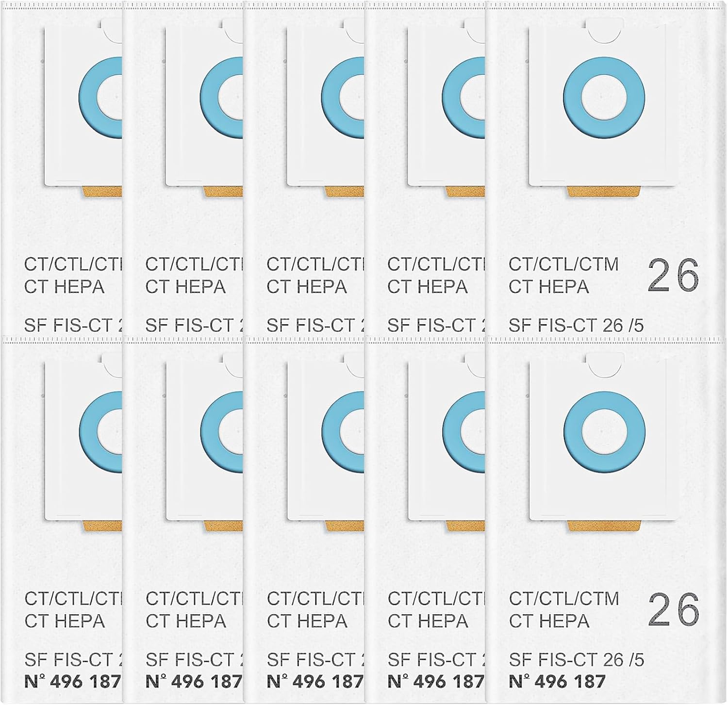 10 Pack 496187 Selfclean Filter Bag For Festool CT26, CT26 E, CTL26, CTM26 Dust Extractors | Large capacity for Cleaner Air