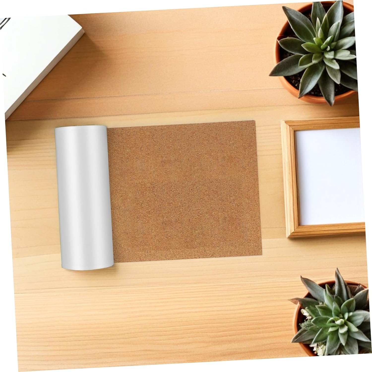Self-Adhesive Cork Board Roll Natural Cork Sheets 2 Rolls 20cm X 200cm X 2mm Thick for Wall Protection and DIY Crafts Peel and Stick to Prevent Nail or Screw Damage