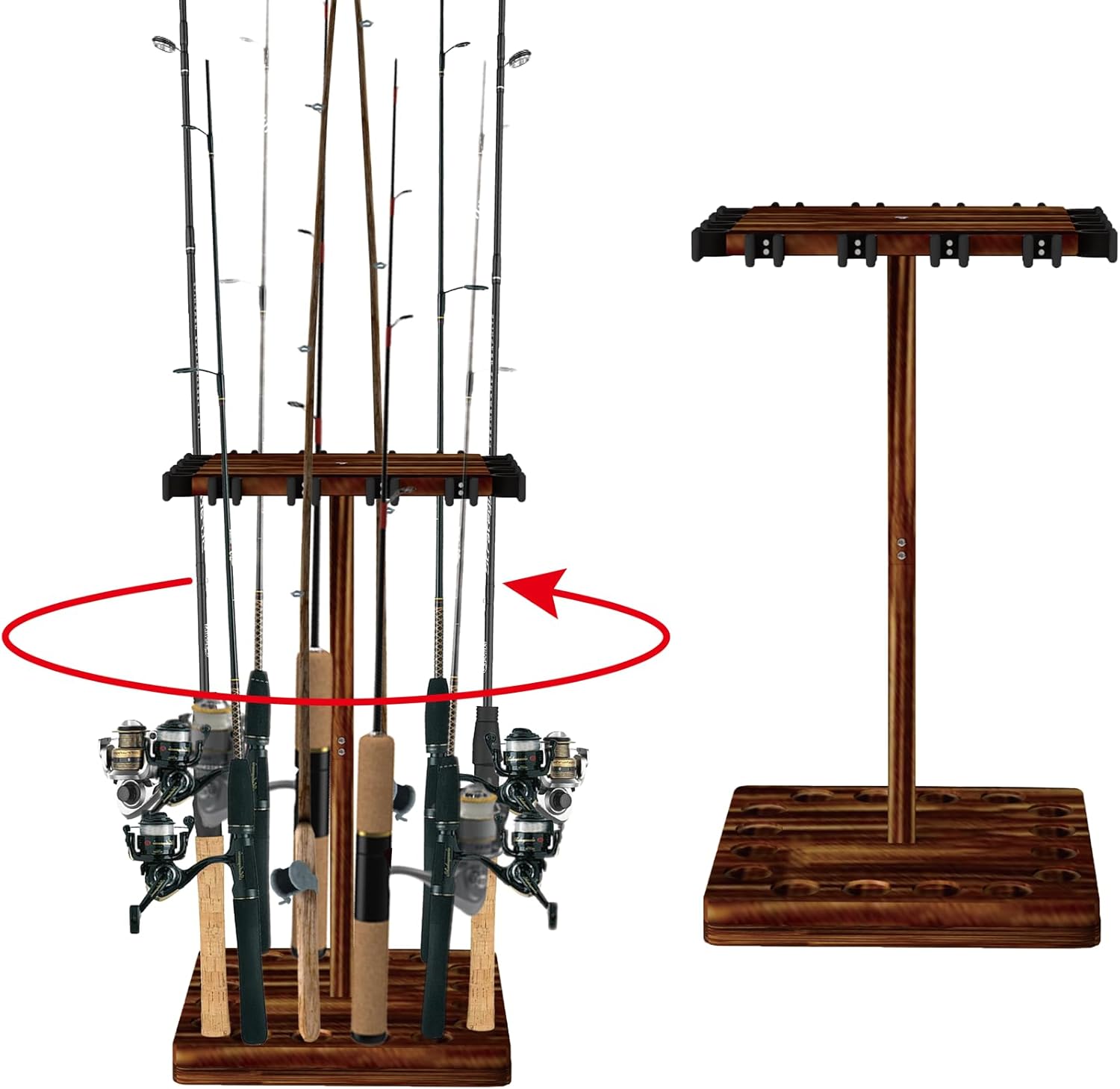OH MY WOW Fishing Rod Holder 360° Rotating Portable Rack Organizer for Storage 16 Rod for Garage Boat, Truck, Ground