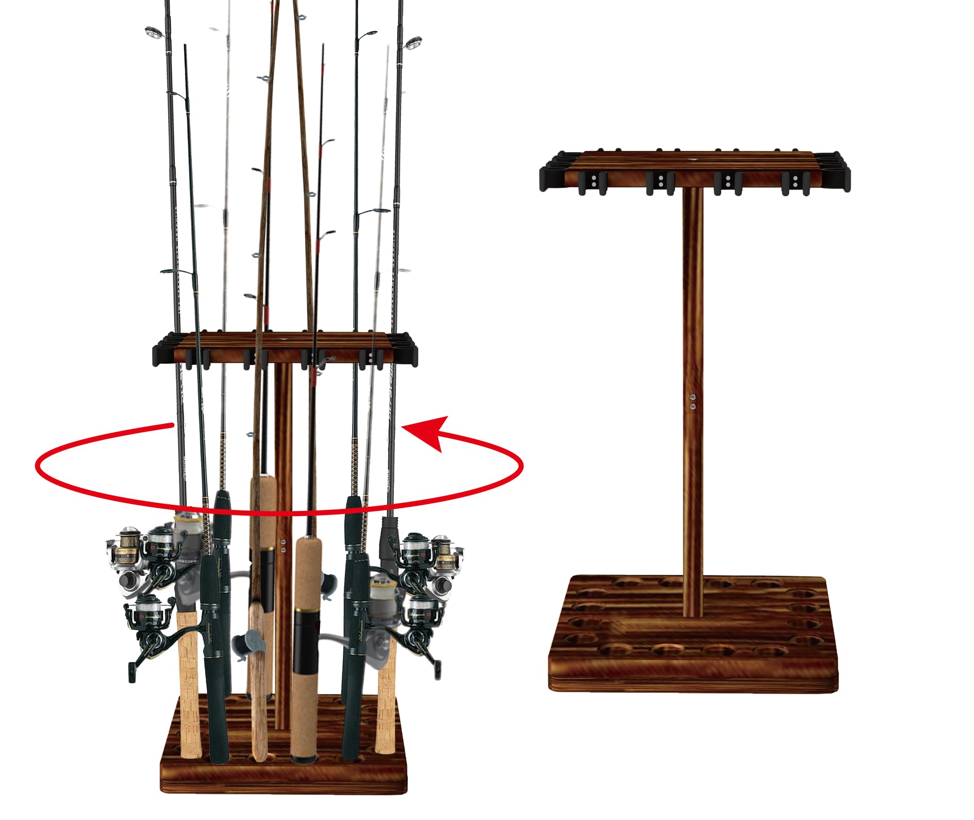 OH MY WOW Fishing Rod Holder 360° Rotating Portable Rack Organizer For Storage 16 Rod For Garage Boat, Truck, Ground