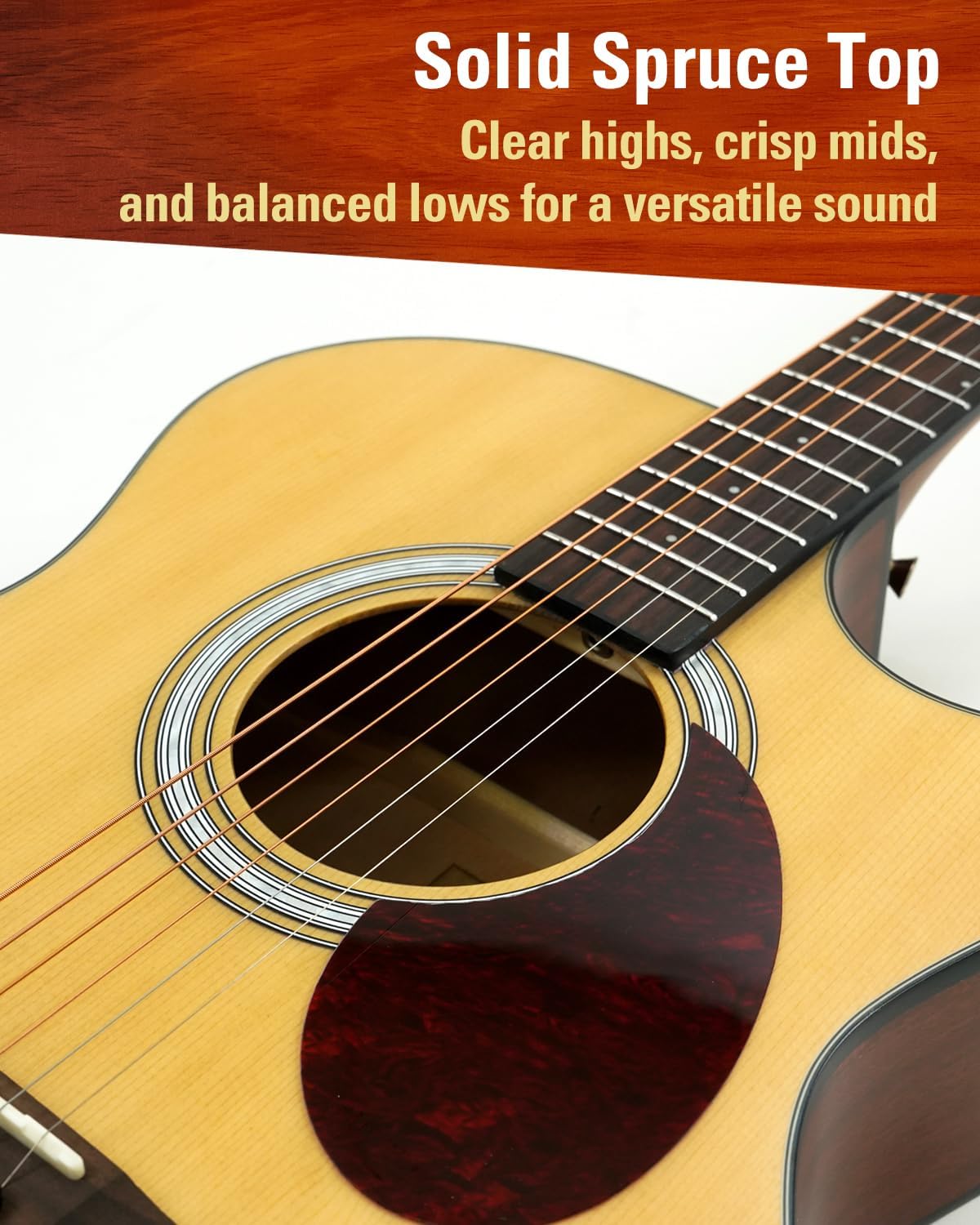 SIGMA 40” Acoustic Electric Guitar, OOO Cutaway, Name Brand EXP16 Strings, Solid Spruce Top, Satin Natural, Sapele/Mahogany Back & Sides, Right(OOOCE)