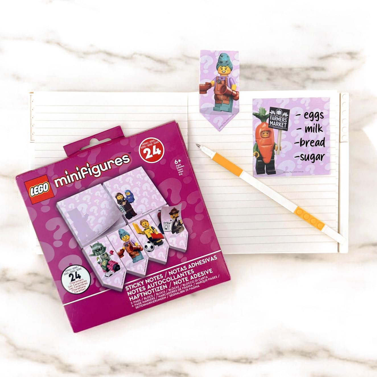 IQ LEGO Minifigure Sticky Notes with LEGO Stationery 10 Pack Gel Pens - Image 7