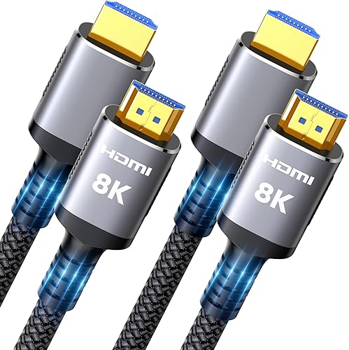 Miniatura 10 de Snowkids Cable HDMI 2.1 certificado 8K de 10 pies, cable HDMI de alta velocidad de 48 Gbps, 10K 8K @60Hz, 4K @120Hz compatible con Negro -,Gris,Rojo