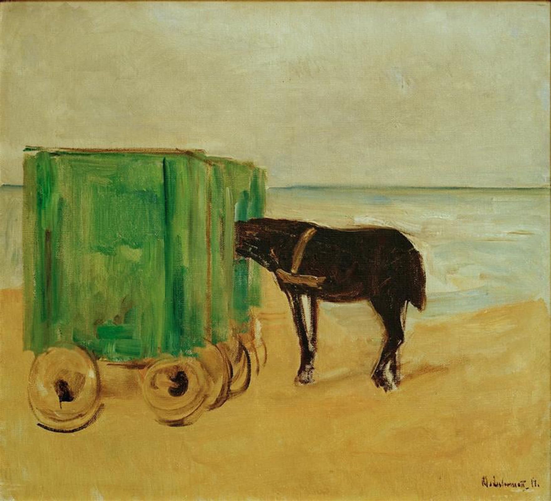 SERENDIPITP Abstract Painting Mural Print Picture Wall Decor Painting Green bath car by Max Liebermann Vintage Wall Artwork for Home Decor 60x90cm
