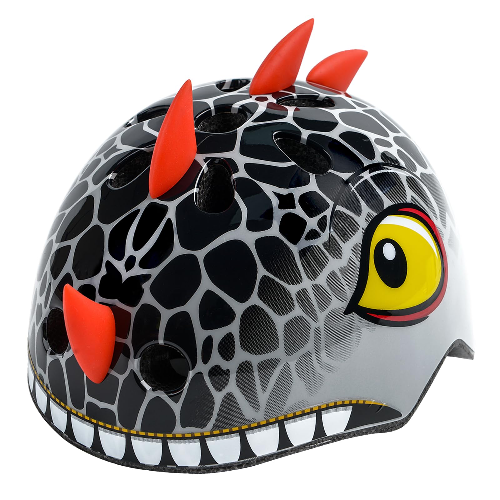 Casco de bicicleta para niños pequeños con diseño de dinosaurio, ajustable y ligero para niños y niñas, casco multideportivo para bicicleta, scooter, monopatín, 2 tamaños de niño a joven (negro S)