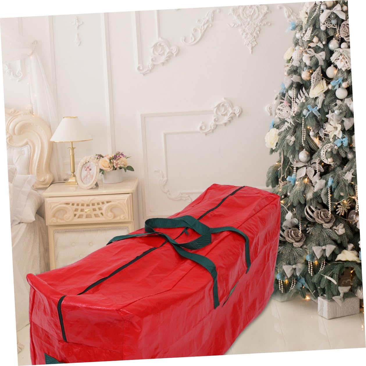 Gadpiparty Christmas Tree Storage Bag Large 135x34x68cm Red Sturdy Holiday Organizer with Handles Dustproof Christmas Tree Storage Container for Home Seasonal Décor