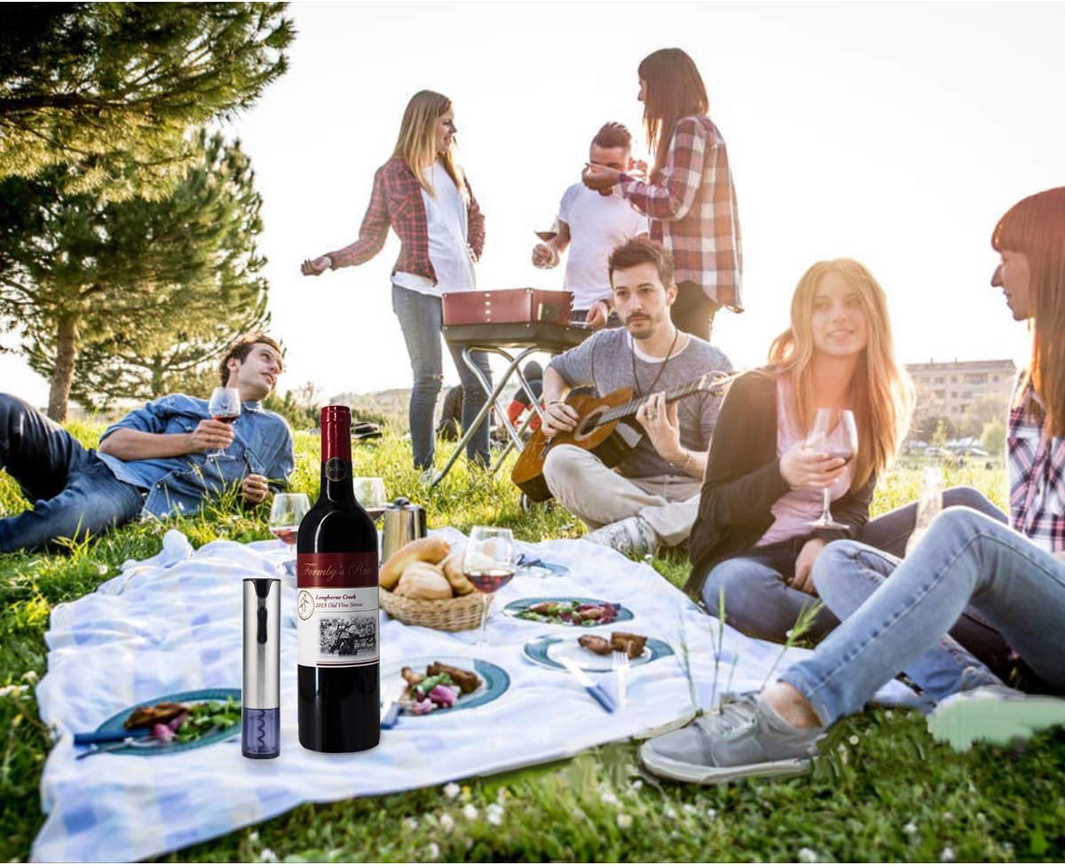 Electric Wine Bottle Opener, USB Rechargeable Stainless Steel Handheld Wine Opener, Professional Cordless Automatic Corkscrew with Foil Cutter & Charging Cable