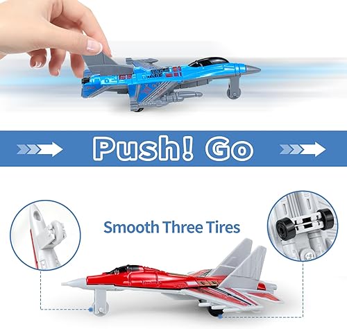 Miniatura 4 de Paquete de 12 aviones de juguete, juguete de avión fundido a presión para niños pequeños de 1, 2, 3, 4, 5, 6, modelo de aviones militares de