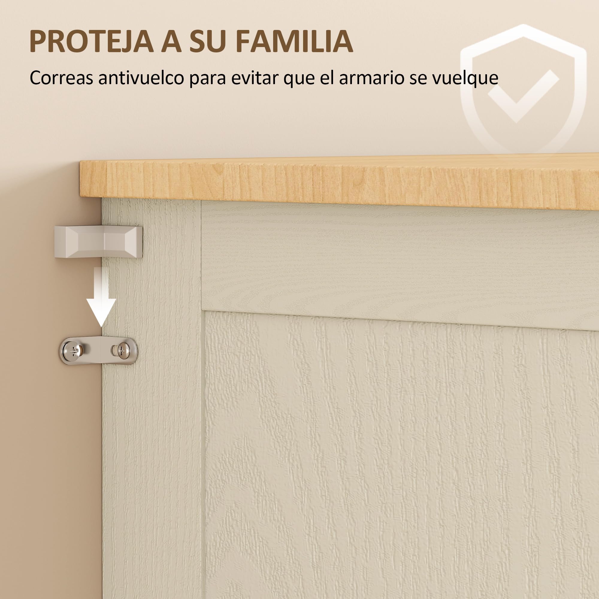 HOMCOM Alacena de Cocina, Mueble Auxiliar de Cocina con 2 Puertas de Acrílico, Cajón Grande, Estantes Ajustables, para Comedor, 76x40x182,5 cm, Crema