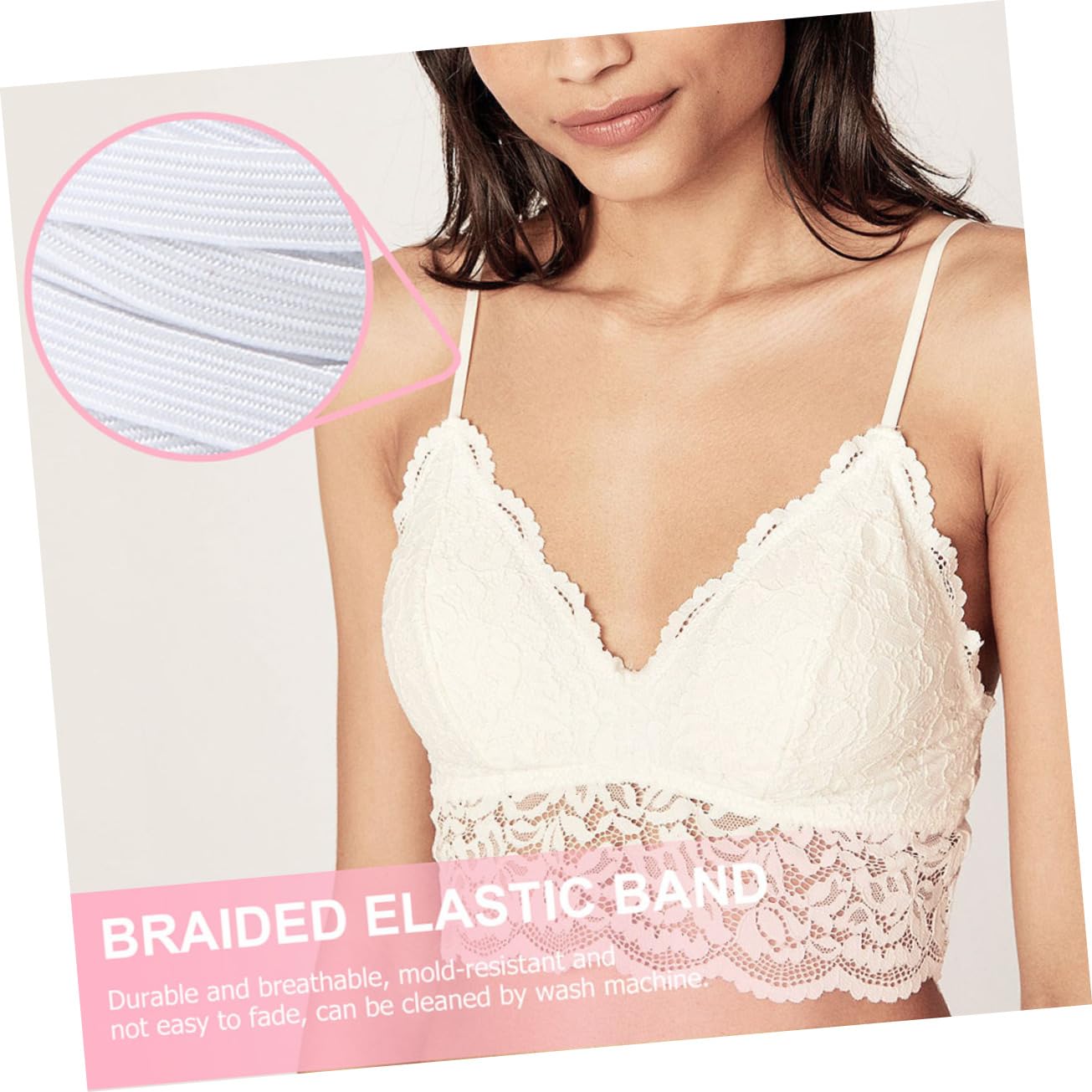 Uonlytech 2 Banda Elastica Biancheria Intima Pantaloni Abbigliamento Fascia Elastica Accessorio per Cucire Indumenti Cordoncino Elastico per Cucire Biancheria Intima Bande Bianca
