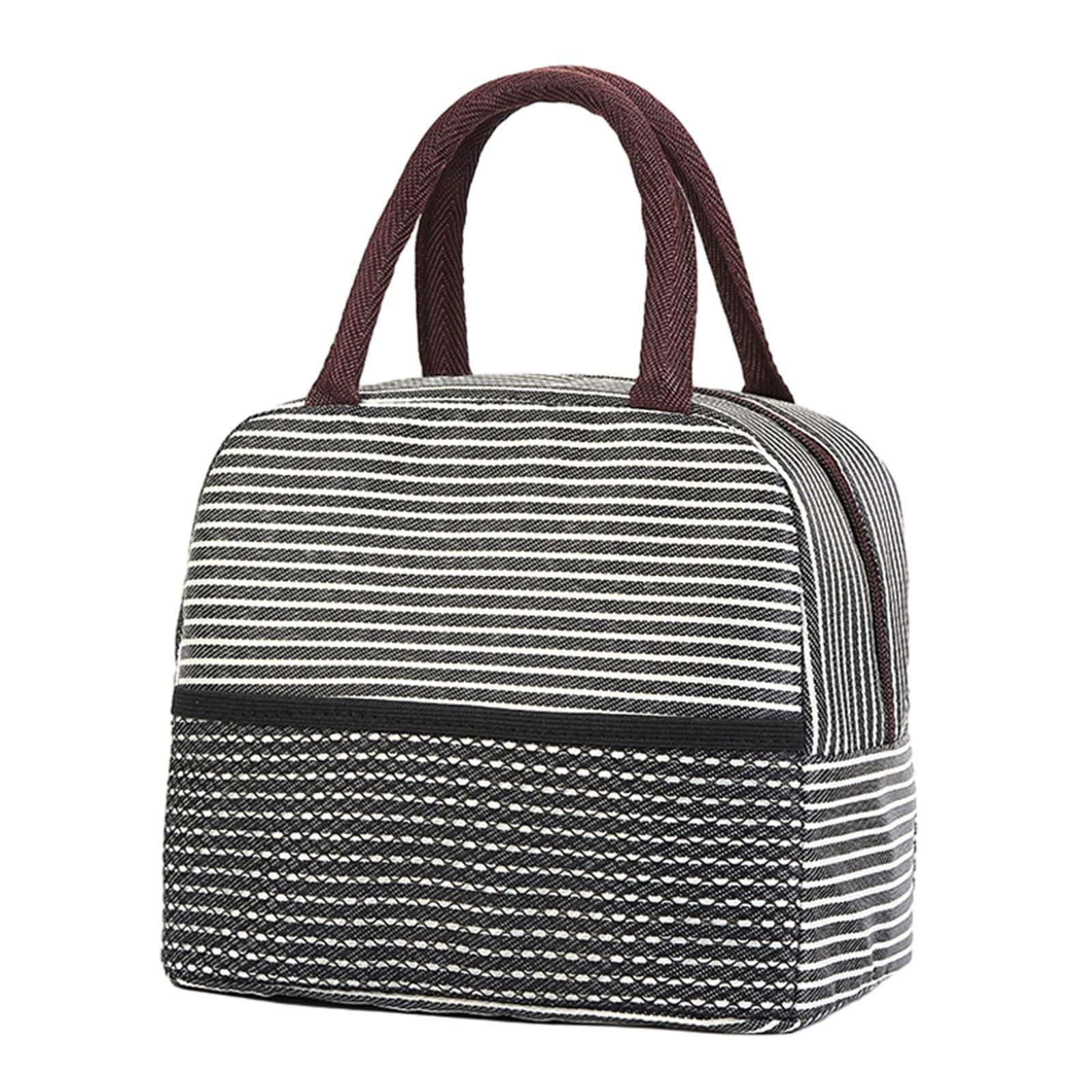 Lunch Bag Lunch Box for Women Men Insulated Reusable Stripes Lunch Tote Bags Adult Portable Lunch Box Large