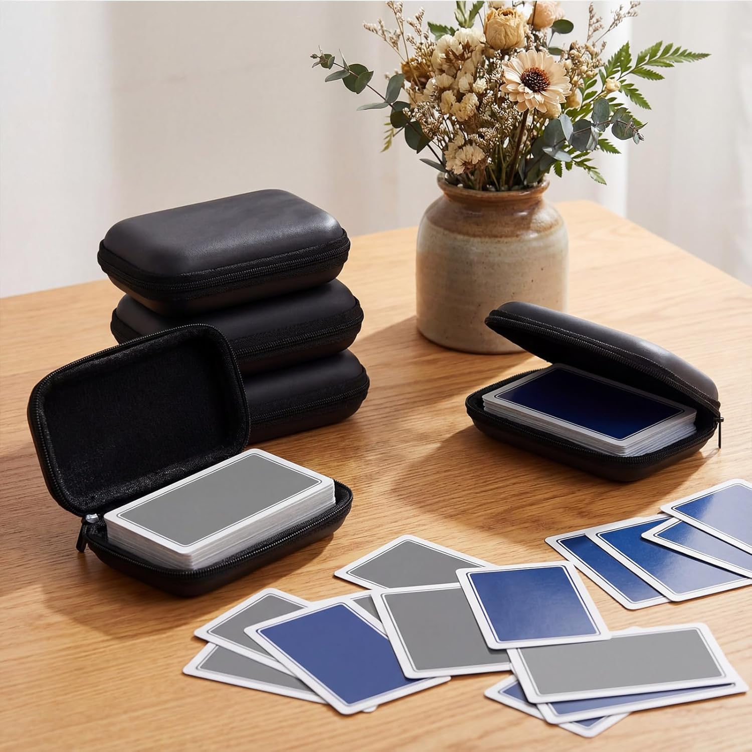 Jexine 8 Pieces Card Case Compatible with Travel Games Cards Games Playing Case Deck Game Playing Storage Box Carrying Holder (Black)