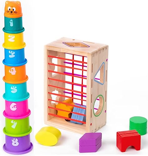 Miniatura 6 de Pidoko Kids Juguetes para clasificar formas para niños pequeños de 1 a 3 años  Juguetes Montessori para niños y niñas  Desarrollo de aprendizaje