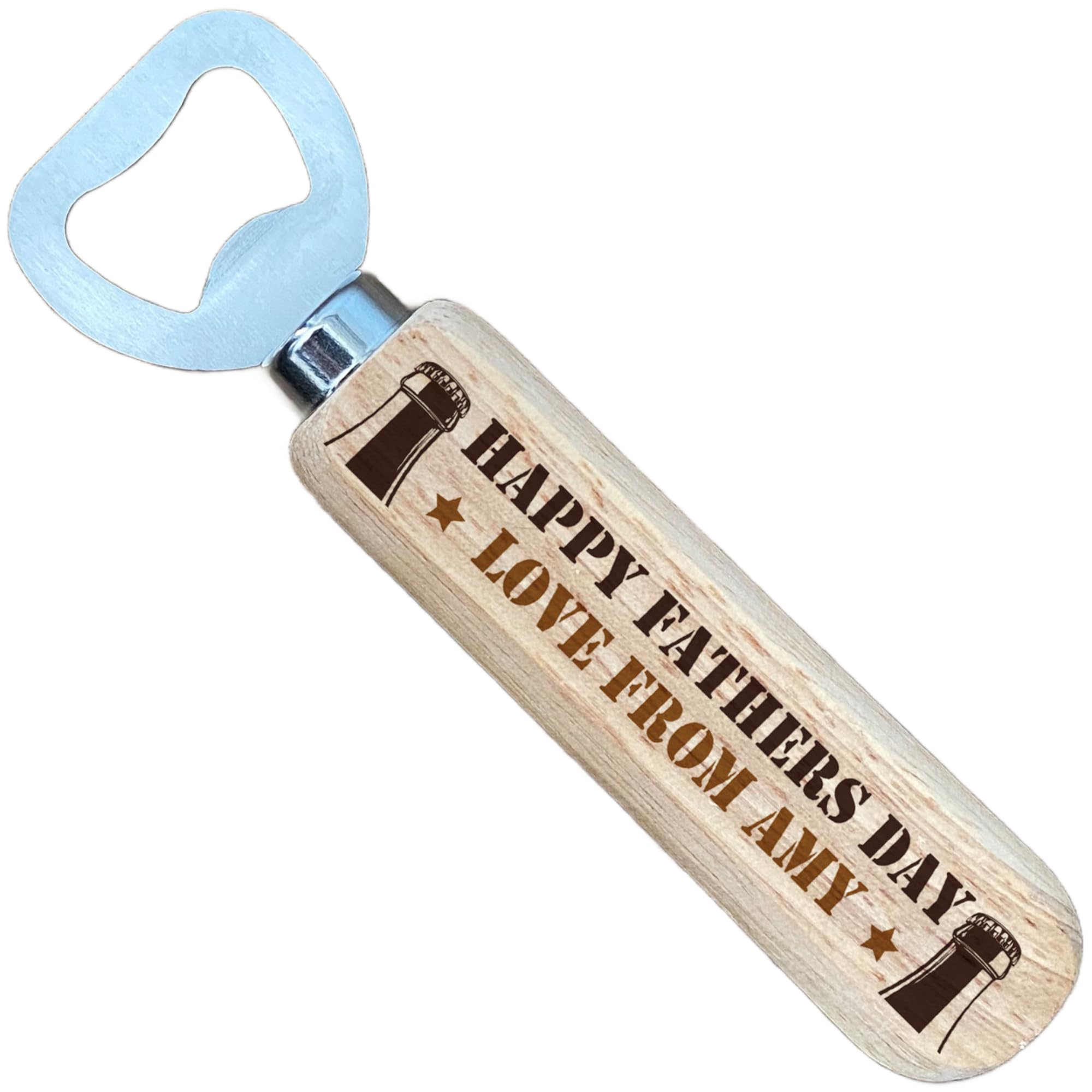 Red Ocean Personalised Fathers Day, Gifts for Dad, Wooden Bottle Opener Keepsake Beer Novelty Gifts for Him