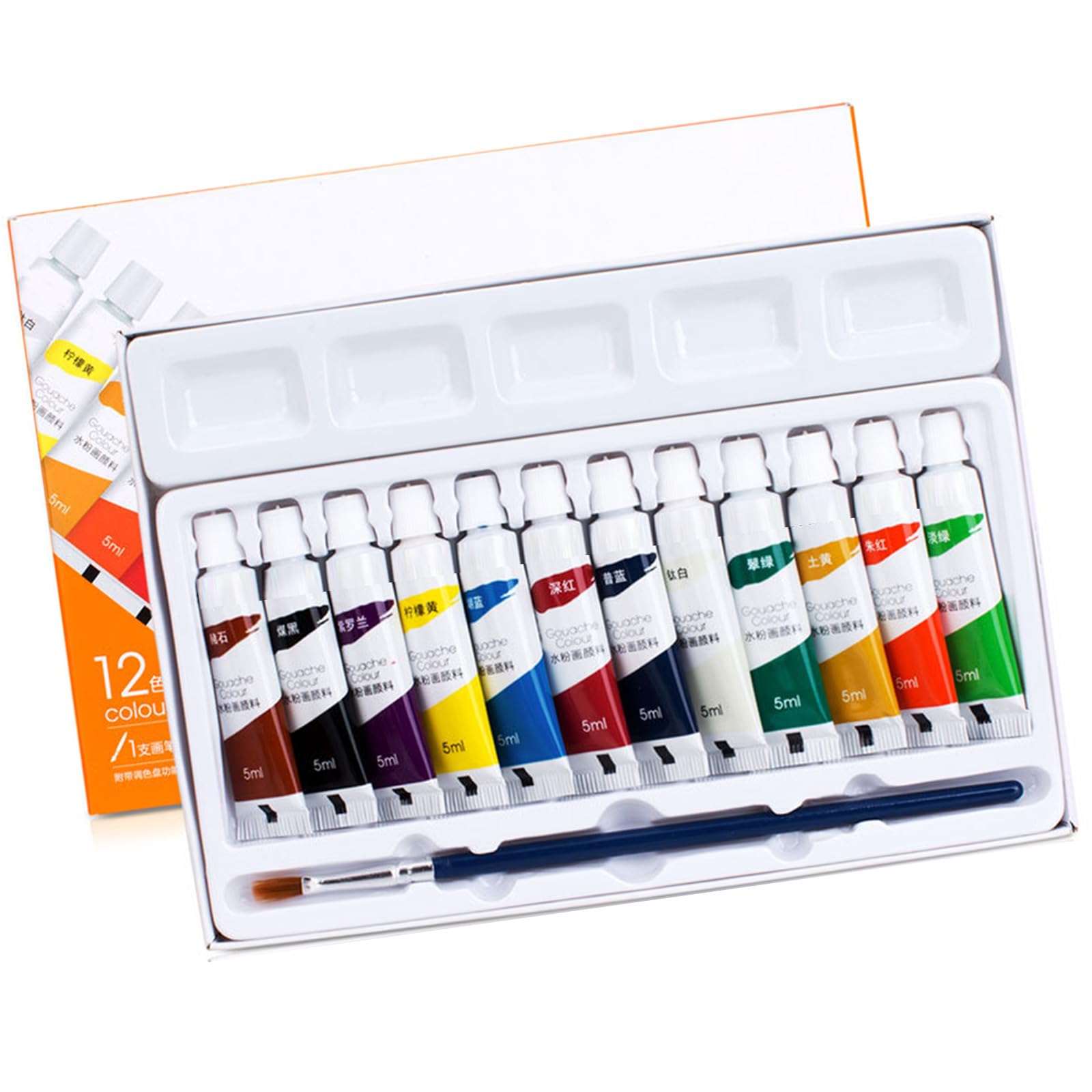 Zorescoleo 12 Color Gouache Painting Color (5Ml/Tube) Artist Gouache Paint Set With Paint Brush For Beginner Adult Kid Student