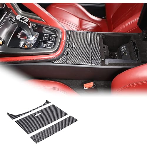 Soft Carbon Fiber Central Control Storage Box Panel Sticker Frame Trim Cover Interior Accessories for Jaguar F-Type 2013-2024 Car Accessories (Black)