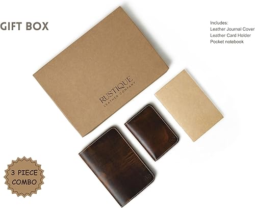 Miniatura 2 de Rustique Funda de cuero para diario de notas de campo con tarjetero y cuaderno de bolsillo, para Moleskine Cahier, funda de cuero vintage hecha a