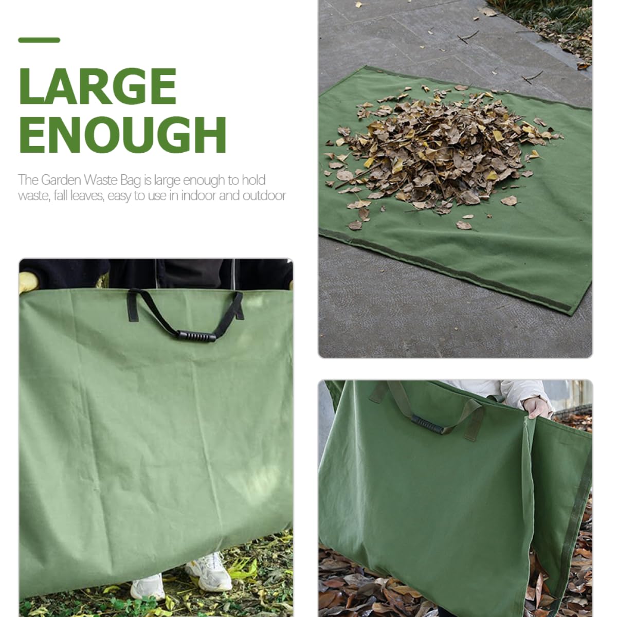SUPVOX Großer Gartensack mit Griffen Wasserabweisender Faltbarer Laubsammler für Gartenabfälle und Rasenschnitt Robuste Aufbewahrungstasche für Garten Balkon und Terrasse Wiederverwendbar