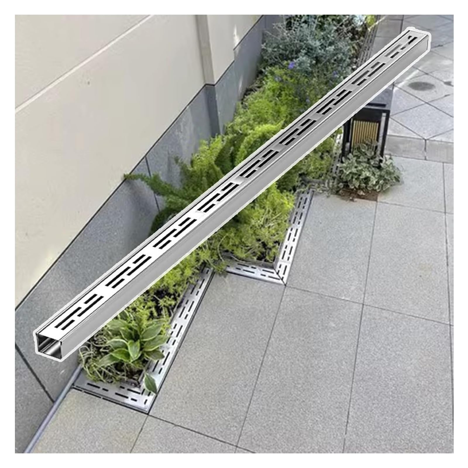 GLDYTVF Custom Trench Drain KitStainless Steel Driveway Water Diverter System Outdoor Gutter Trough for Yard & Garage 4x5cm Drainage Solution
