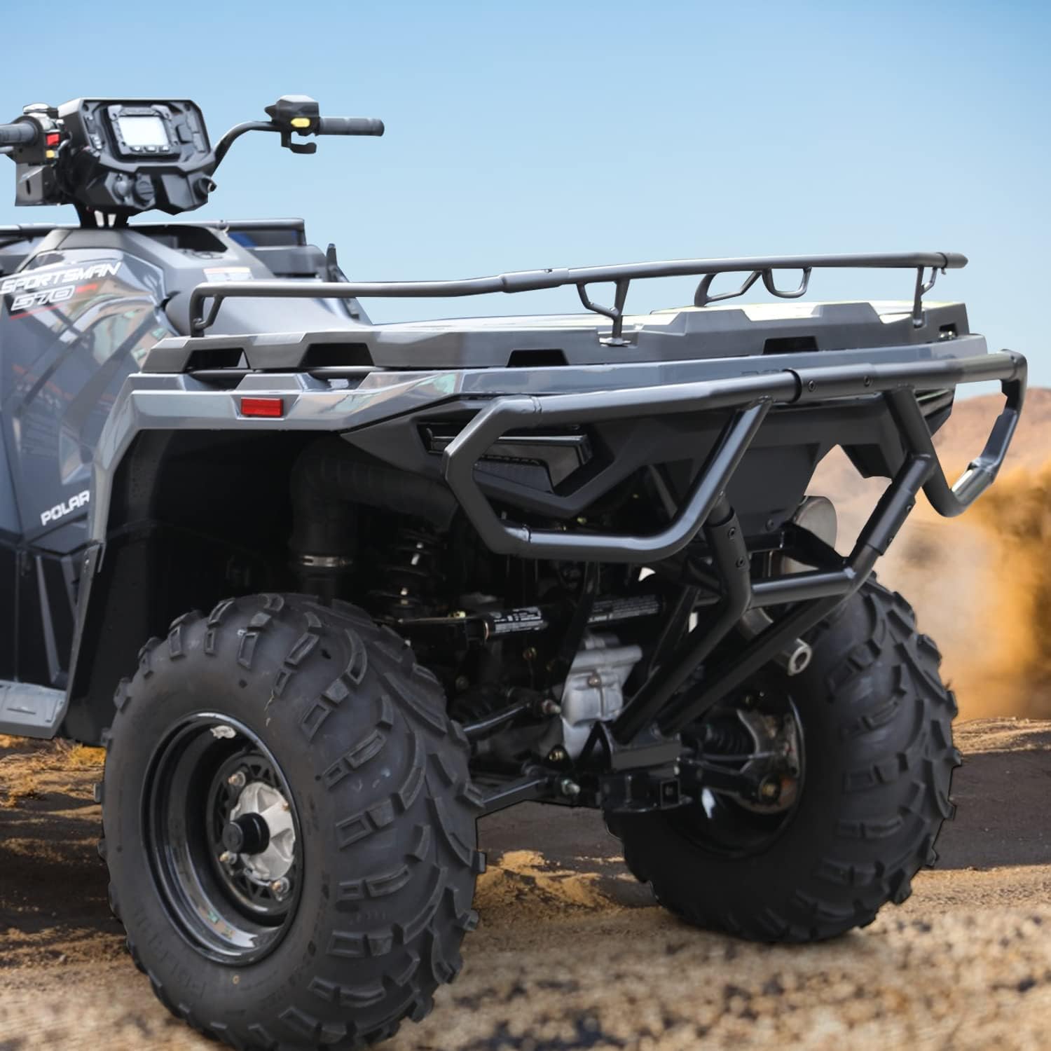 A & UTV PRO Front & Rear Bumper Guard Set for Polaris Sportsman 450/570 2021-2025, Heavy Duty Brushguard Protector Accessories, Sturdy Steel Tube, Replace OEM #2884844, 2884847, Black, 2PCS