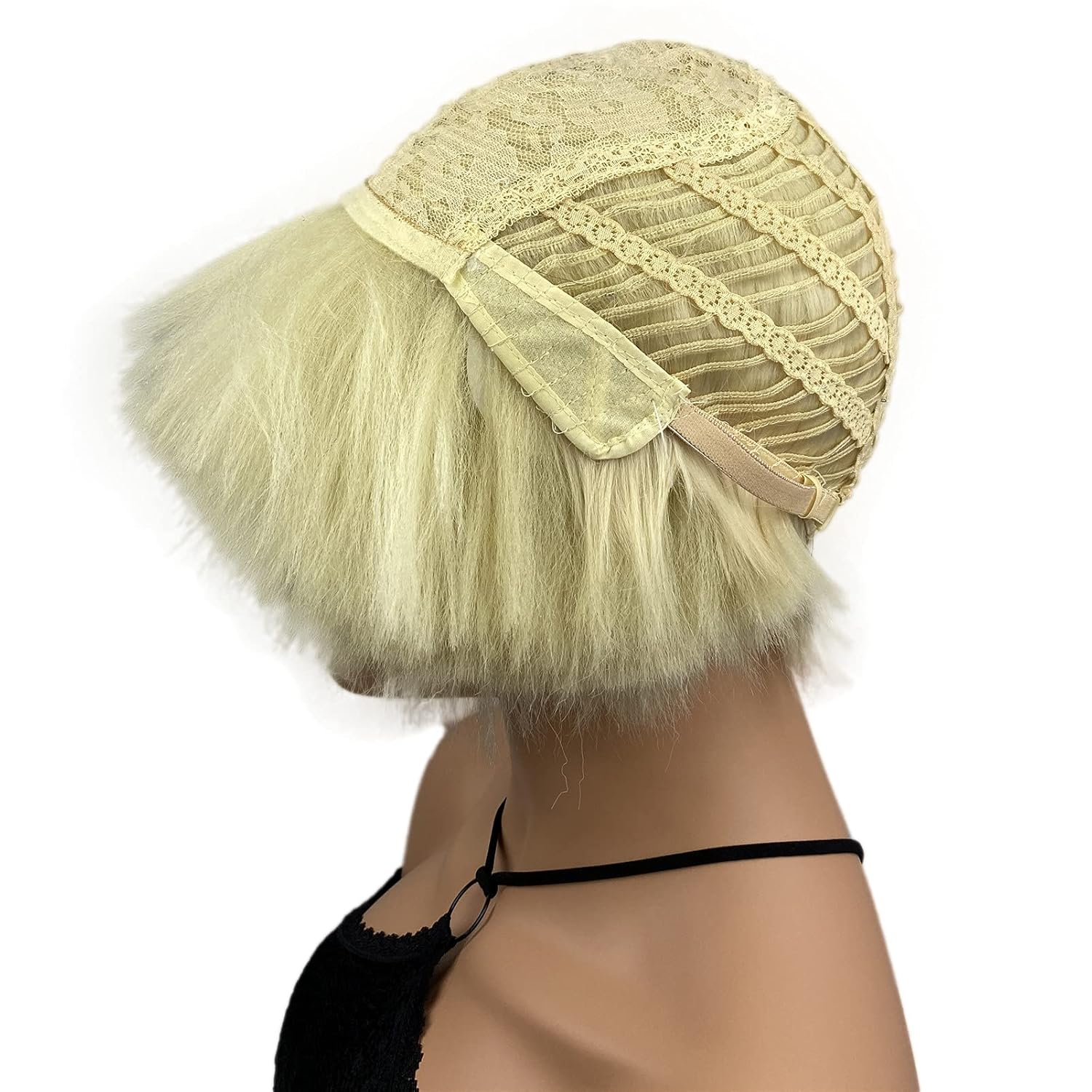 Wiginway Blonde Bowl Cut Costume Wig, Mushroom Cut Wigs for Male Women, Short Yaki Straight Fluffy Wigs