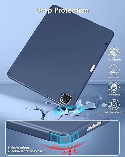 Miniatura 6 de DTTO Funda para iPad Pro de 12.9 pulgadas de 6, 5, 4 y 3 generación 2022202120202018 con soporte para lápices, funda inteligente delgada de triple