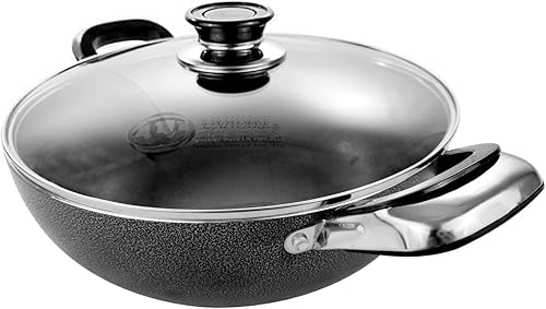 Miniatura 2 de Uniware Olla de aluminio antiadherente con tapa de cristal, color negro (12.5 pulgadas)