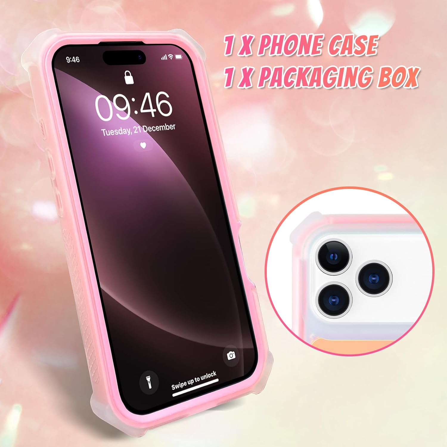 bonoma for iphone 17 pro max case 2025, iridescent back, magnetic support for magsafe shockproof cover, crystal and corner high-duty protection for girls women -pink iridescent-pink iphone 17 pro max