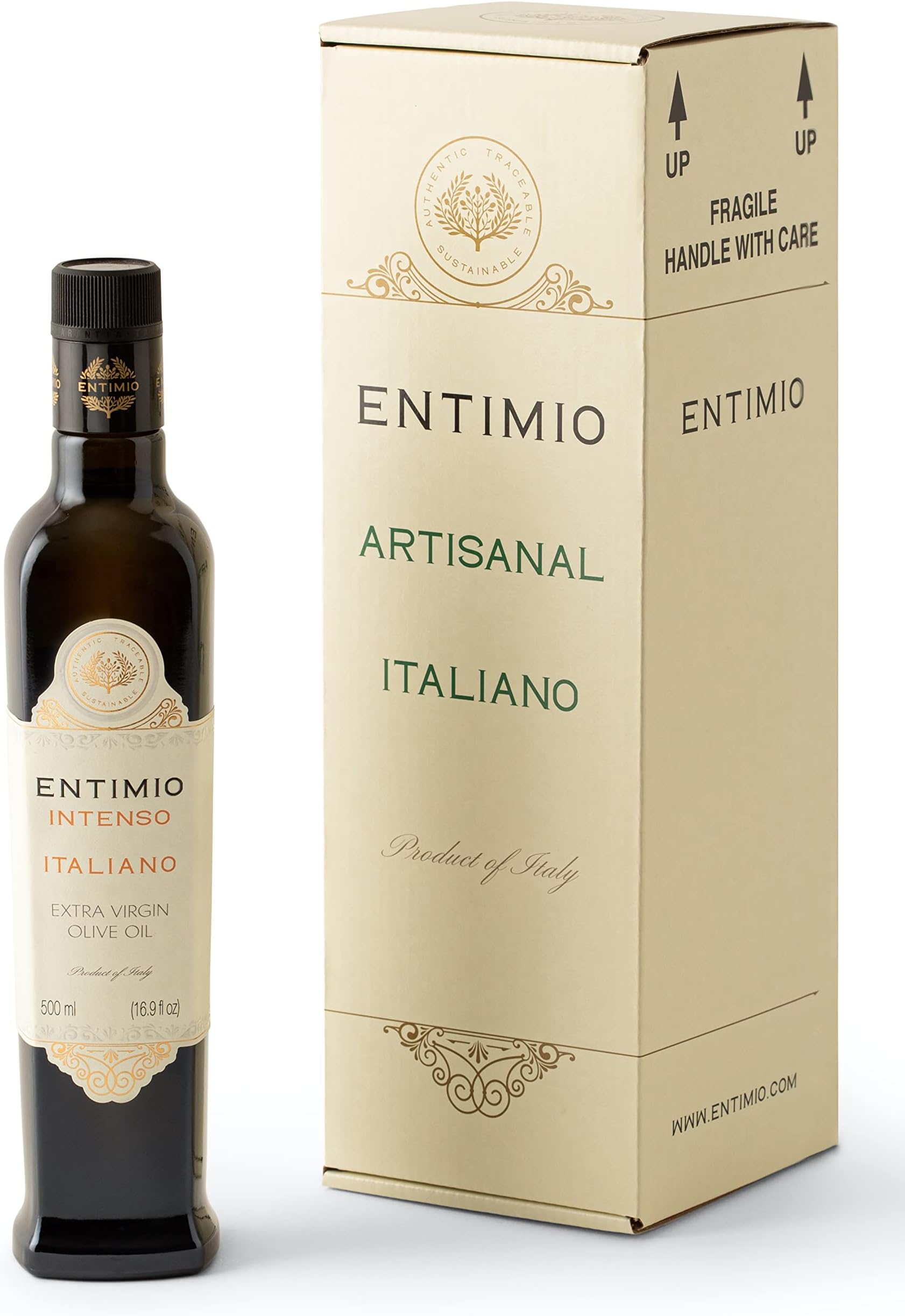 Entimio Intenso | Tuscany Polyphenols Rich (+600mg/kg) Robust Green Organic Olive Oil Extra Virgin from Italy | 2022 Gold Award Winning, 2021 Early Harvest Italian Olive Oil | 16.9 fl oz