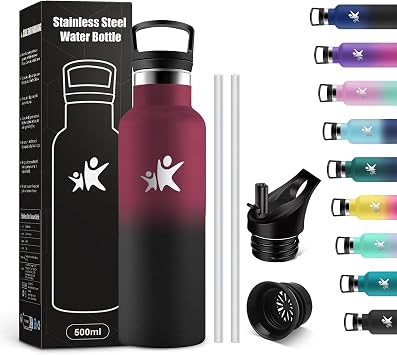 KollyKolla 500ml Childrens Thermal Water Bottle, BPA Free, Stainless Steel Water Bottle, Easy Cleaning, Leak-Proof, Bottles, Office, School, Camping, Gym, Travel
