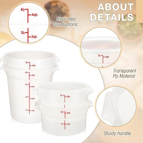 Miniatura 3 de 4 recipientes de almacenamiento de alimentos con tapas de 2 cuartos de galón de 4 cuartos de galón a prueba de masa, recipientes comerciales