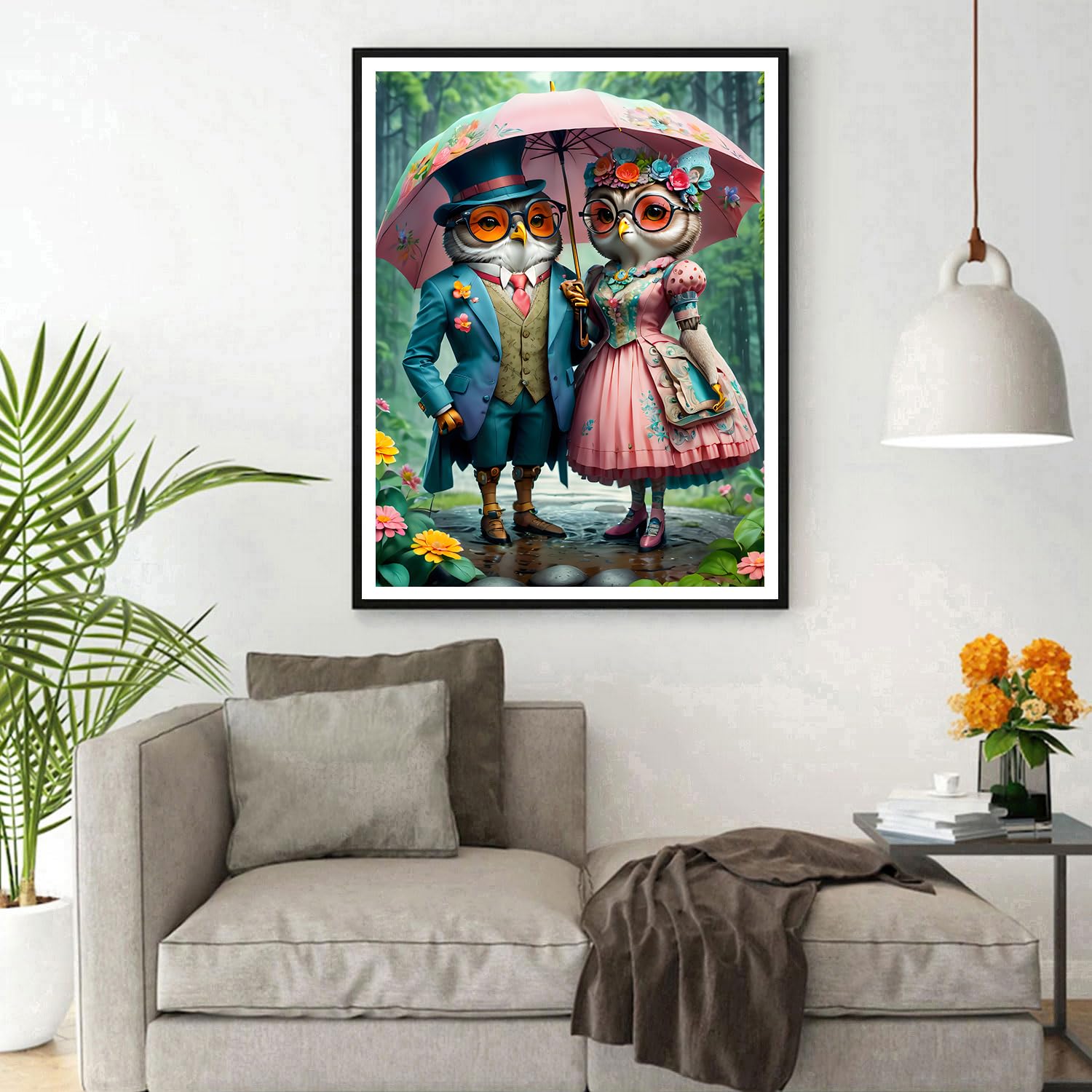 DPHERO DIY Diamantmalerei Eule – 30x30 Cm, 5D Runde Steine, Inkl. Werkzeug, Für Erwachsene