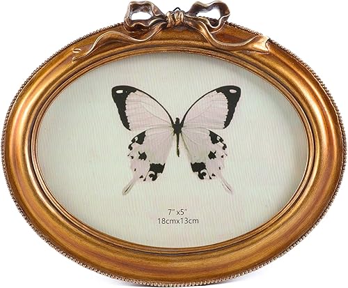 Miniatura 13 de SIKOO Portarretratos ovalados vintage de 4 x 6 pulgadas, marco de fotos antiguo para mesa y pared con parte frontal de vidrio de alta definición Oro