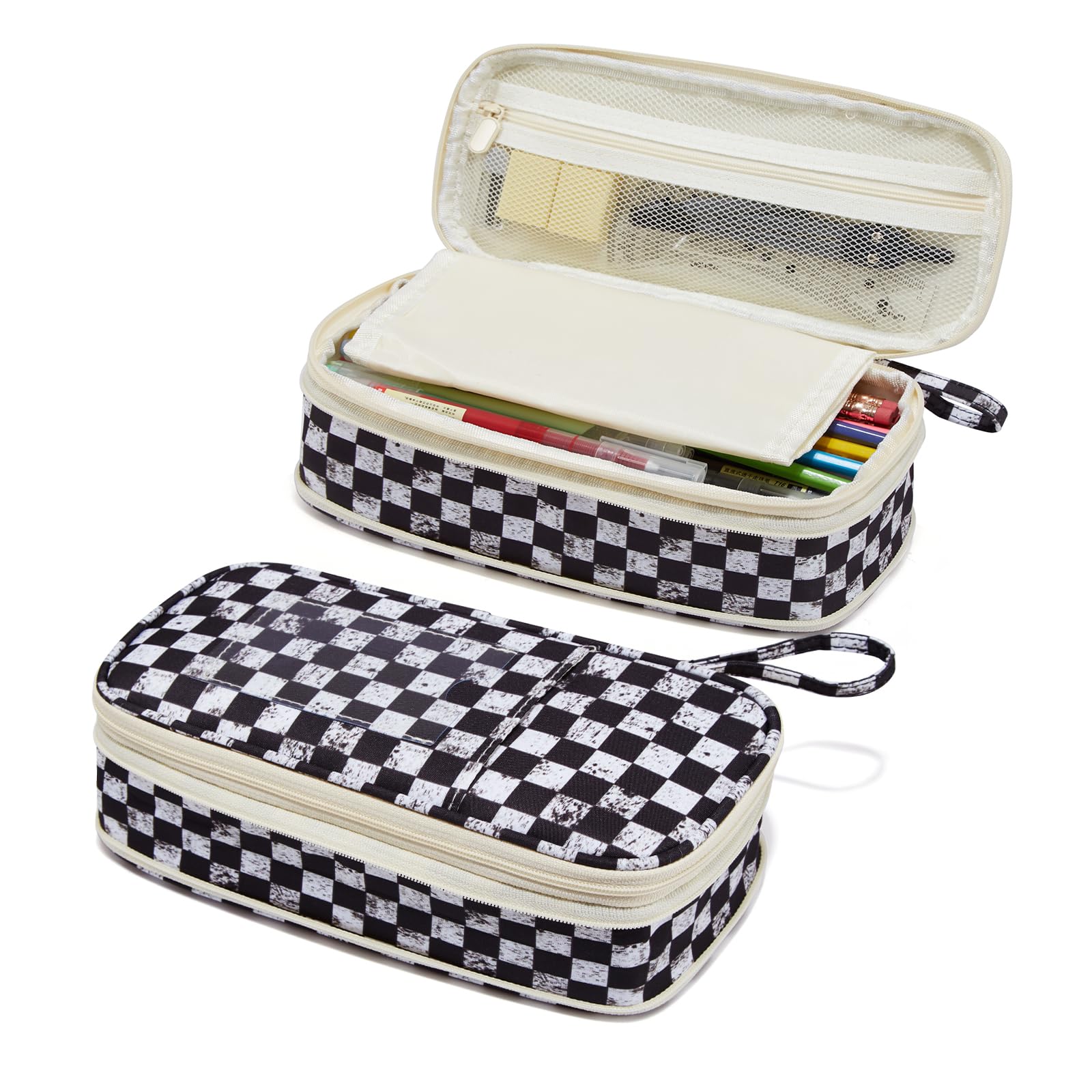 Janhavi Cute Pencil Case for Boys, Large Pencil Pouch with Zipper, Pencil Bag Box Preppy Gift for Teen Boys, Aesthetic Stationery Pen Bag for College, High School Students(Pattern: Checkerboard) — image 1