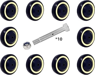 SY America 4" 10 Pack Polyurethane Stepped and Full Tread Face w/Double Ball Bearing Shopping Cart Wheel 3000 lbs Total Capacity (4 inches Pack of 10, Dark Blue Beige Stepped Face)