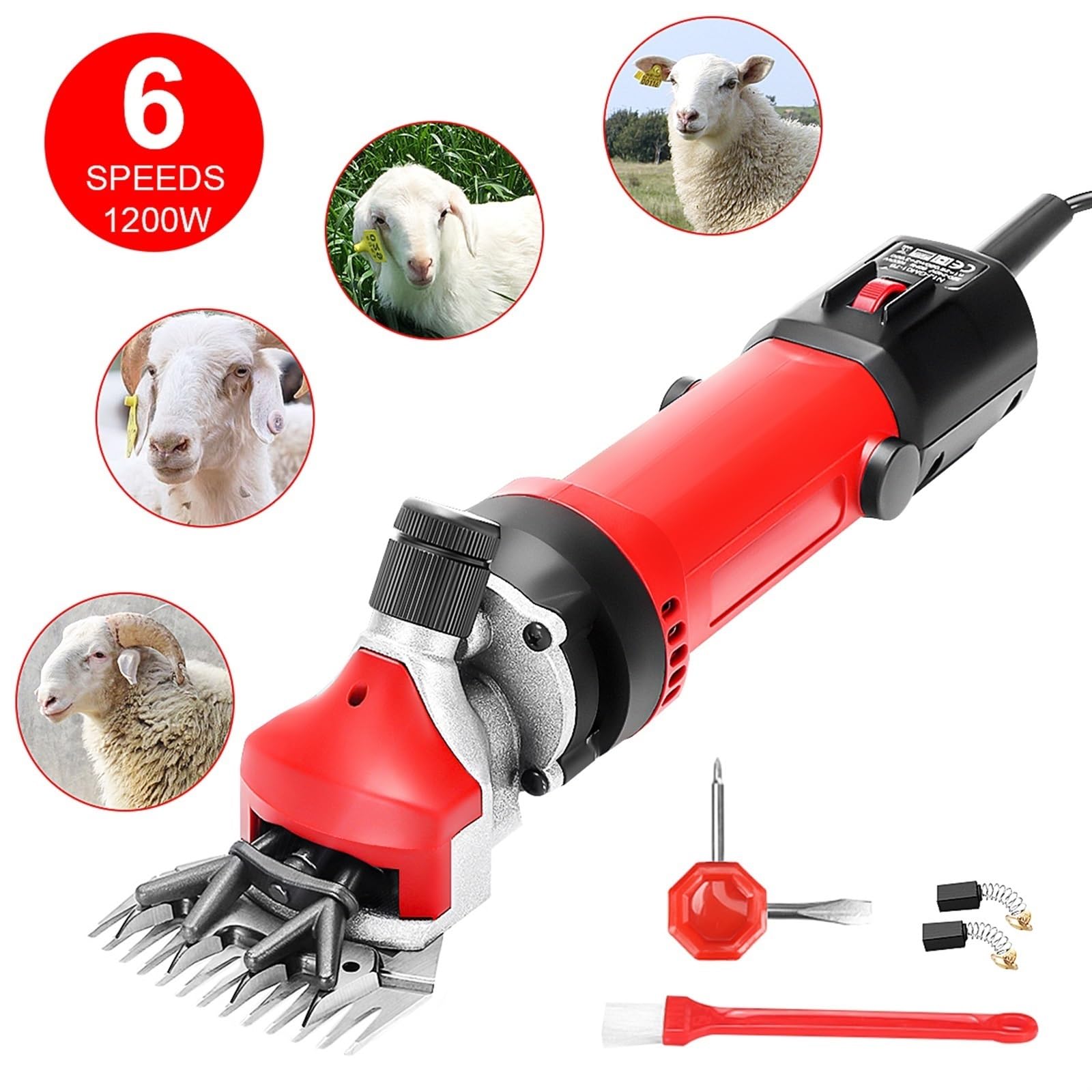 Tijeras eléctricas for ovejas de 1200w, Cuchillo Recto de 13 Dientes, Ajuste de Afeitado de Lana de montaña, Herramienta de Corte de Empuje, cortadora de Pelo for Mascotas(Inverter 1500W)