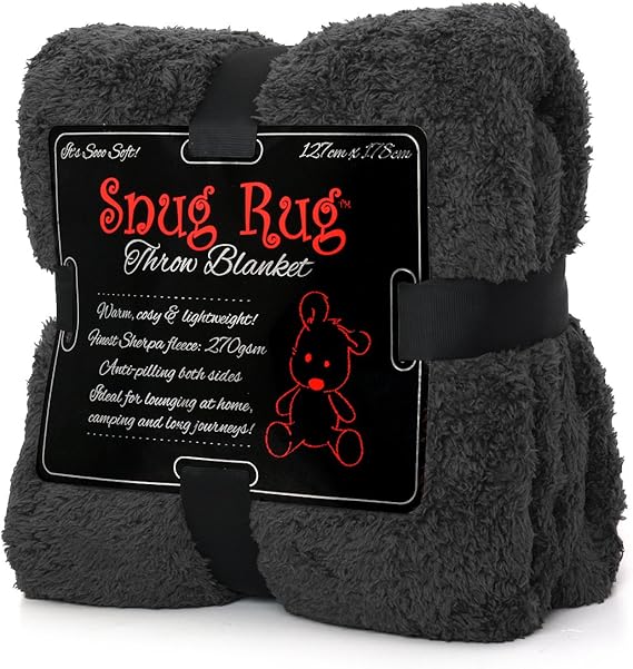 Snug Rug Special Edition Luxury Grey Blanket Sherpa Fleece Blankets