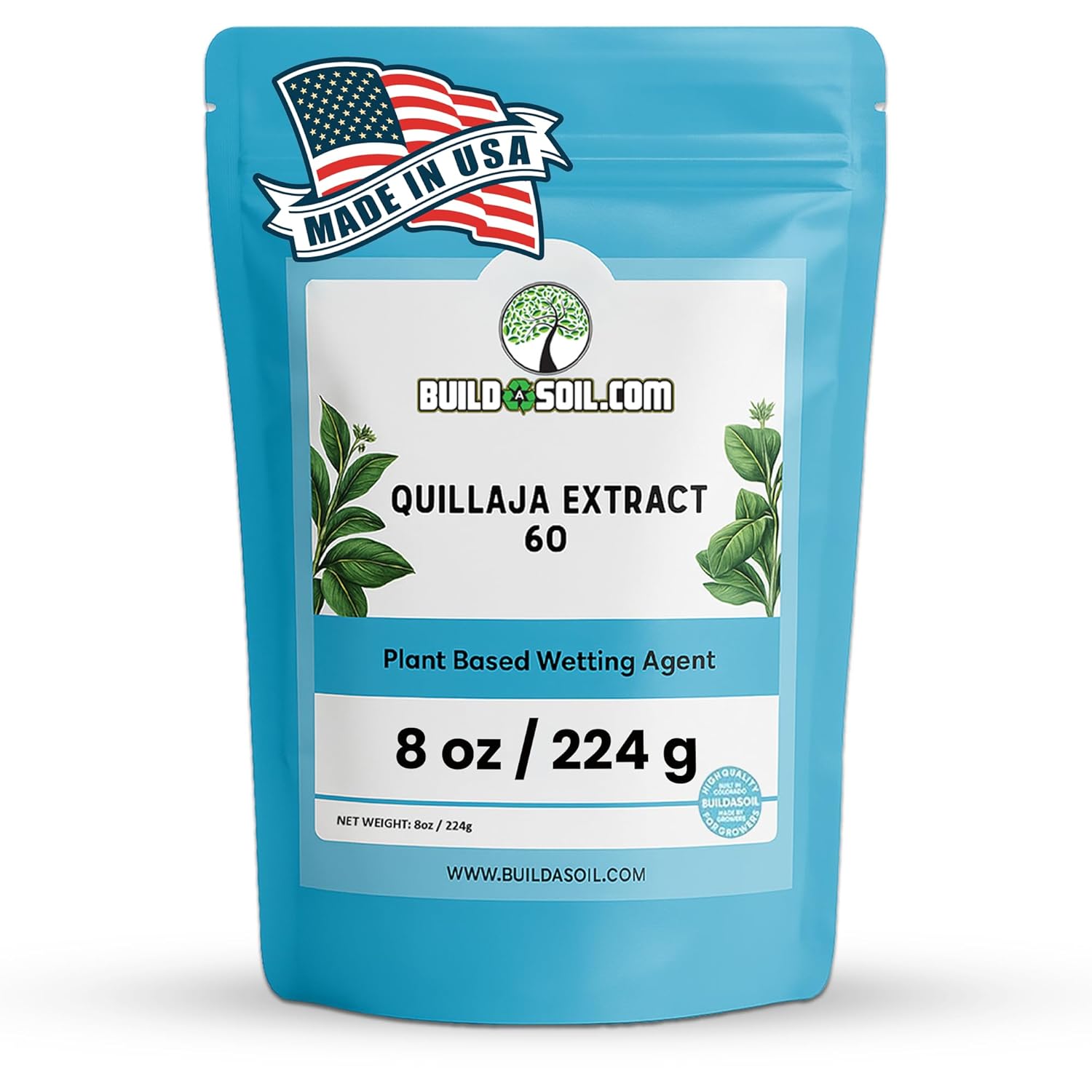 BuildASoil Quillaja Saponaria Extract Powder 60% (2 oz) – Natural Root Growth Booster for Plants