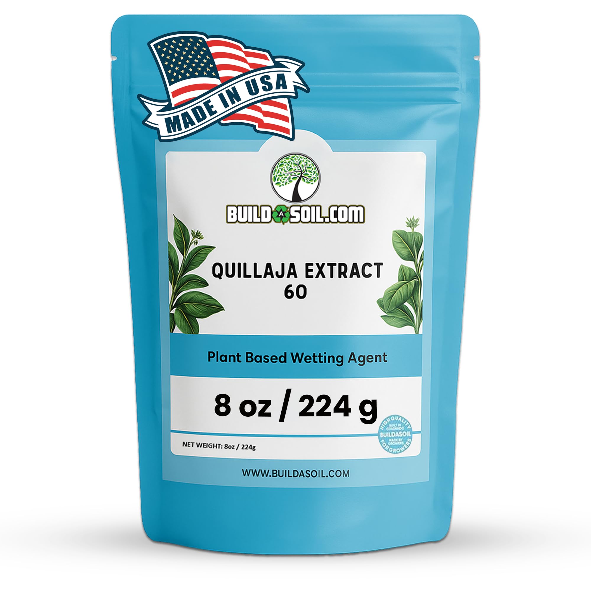 BuildASoil Quillaja Saponaria Extract Powder 60% (8 oz) – Natural Root Growth Booster for Plants