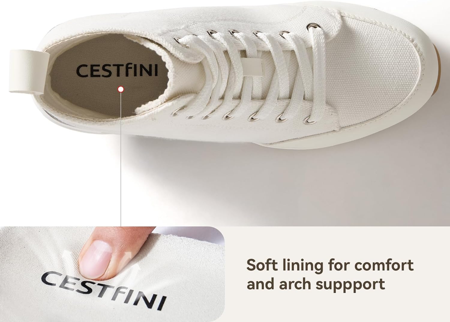 Cestfini Graffiti High Top Sneakers for Women Breathable White Black Platform Sneakers Lace up Womens Canvas Shoes - Image 5