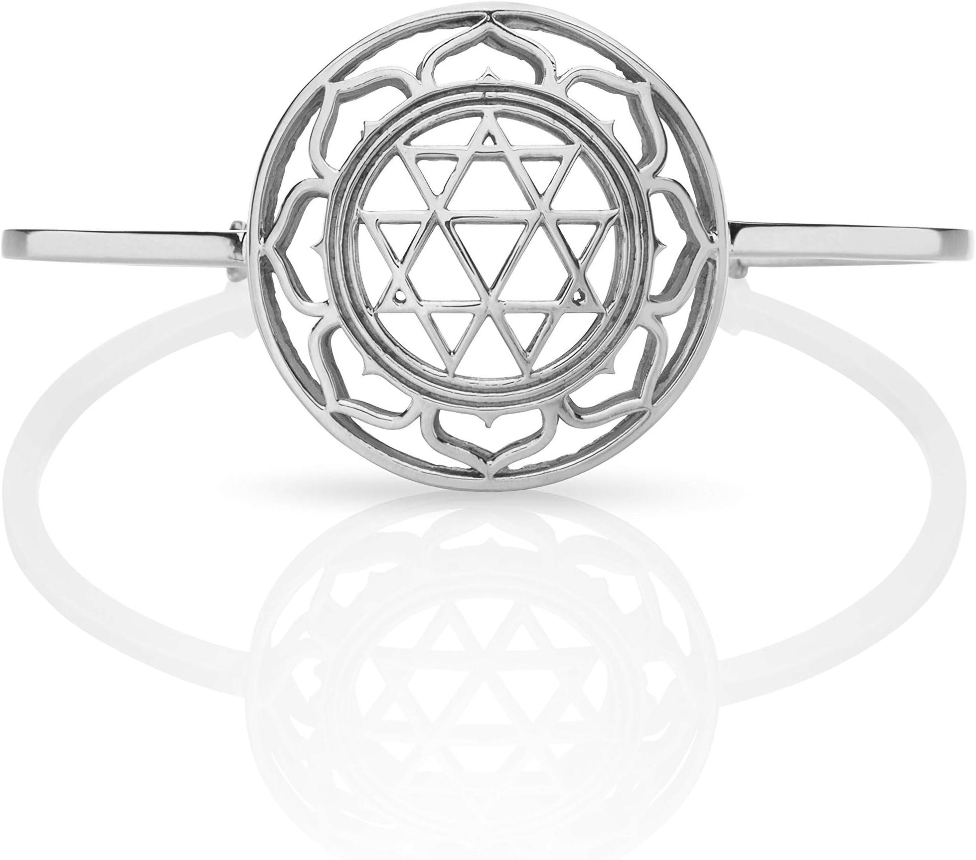 Yoga Bangle Bracelet with Durga Yantra Symbol Handcrafted in 925 Sterling Silver Bangle Bracelet from Wellbeing Collection by Nicofilimon the Jewelry Designer