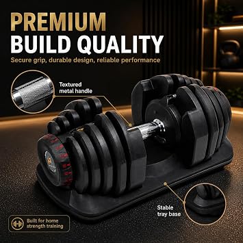 Adjustable Dumbbells 24 KG & 40 KG – Quick Dial Smart Weight Set for Home Gym, Strength Training & Full Body Fitness Equipment
