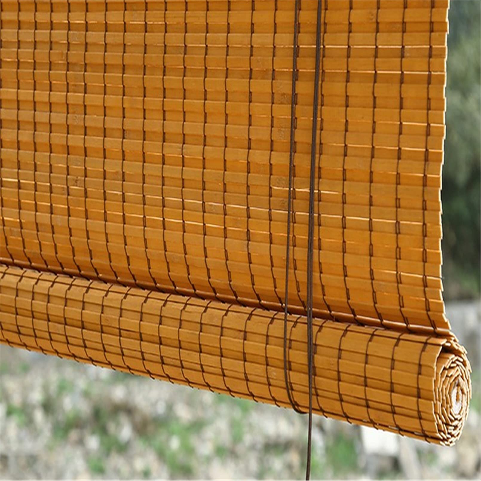 Stores à Enroulement En Bambou Rétro,Store Bateau En Bambou,Store Venitien Bois,Rideau Occultant En Bambou,Stores À Rouleaux Romains,pour Extérieur/Intérieur,avec Crochets (W120xH140cm/47x55in)