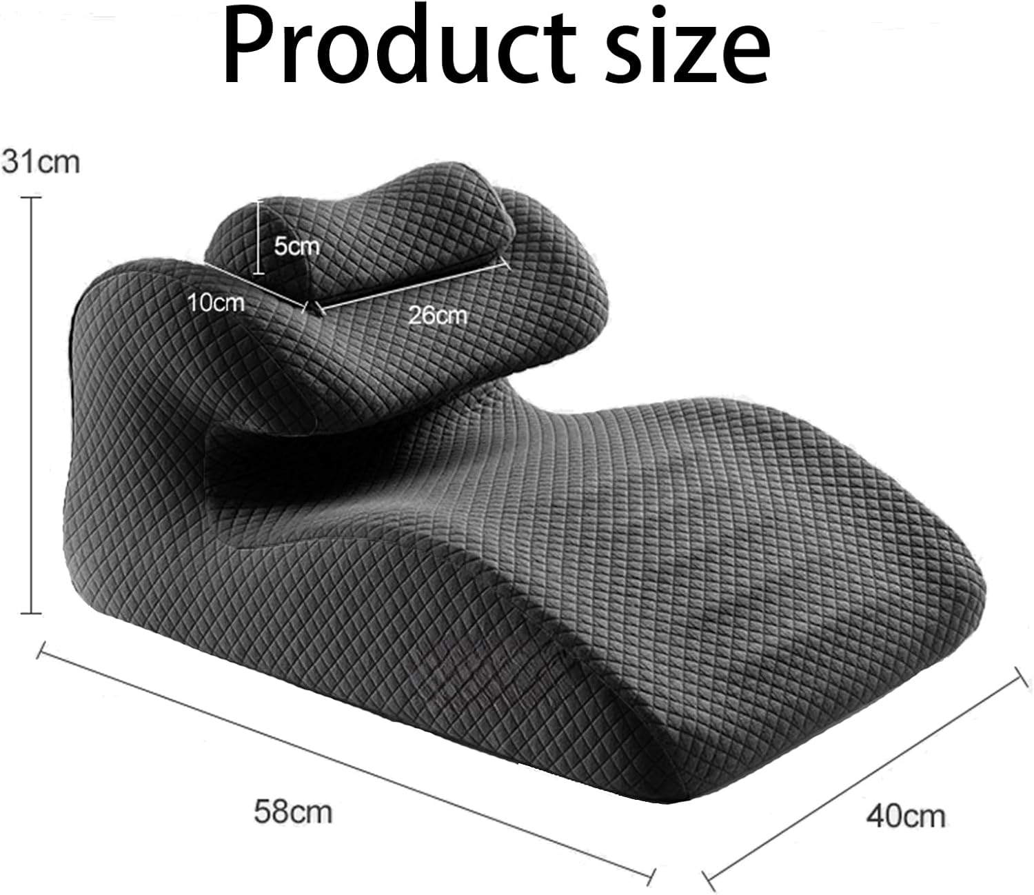 Natural Latex Wedge Pillow for Adults & Couples, Ergonomic Multi-Position Support for Back Pain Relief, Pregnancy Comfort, Acid Reflux & Side-Lying Relaxation, Removable Cotton Cover-Dark Gray
