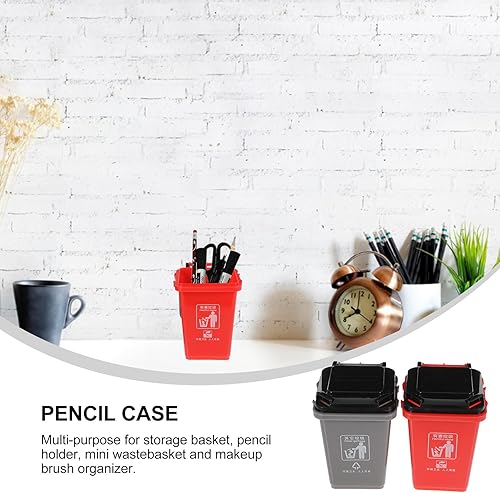 Miniatura 8 de Cabilock Caja de almacenamiento de papelera de escritorio, organizador pequeño, estuche para lápices, soporte de papelería, soporte para bolígrafos,