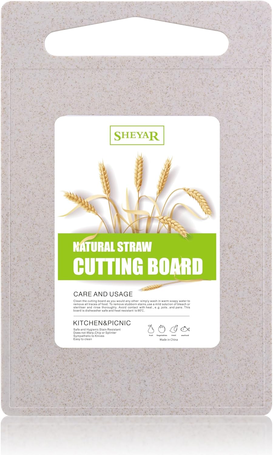 Cutting Board for Kitchen, Wheat Straw Fiber Cutting Board, Dish Washer Safe, w/Juice Grooves for Meat, Veggies,Easy Grip Handle, Non-slip Surface,Eco-friendly,Serveware Accessories(12.5‘x8.1‘)